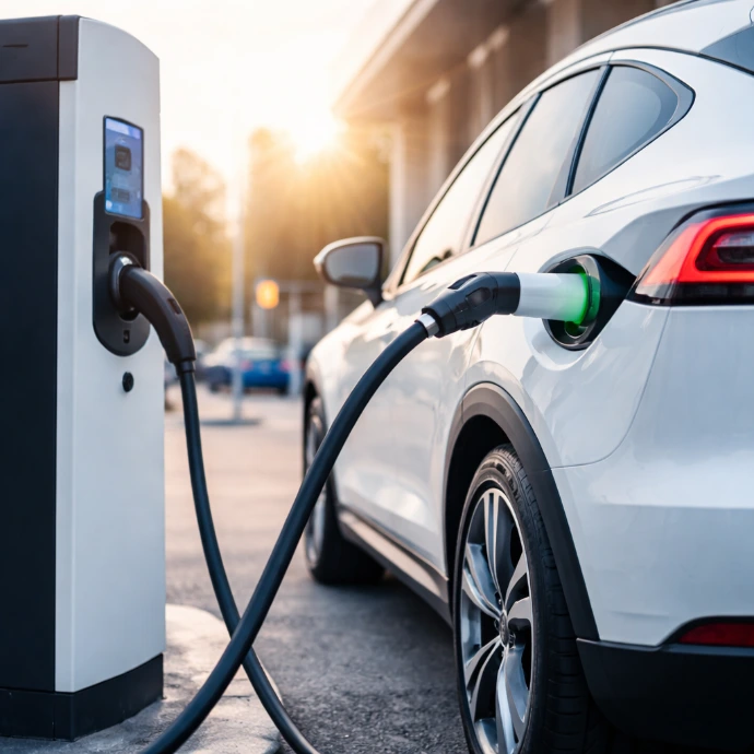 Car connected to the charger